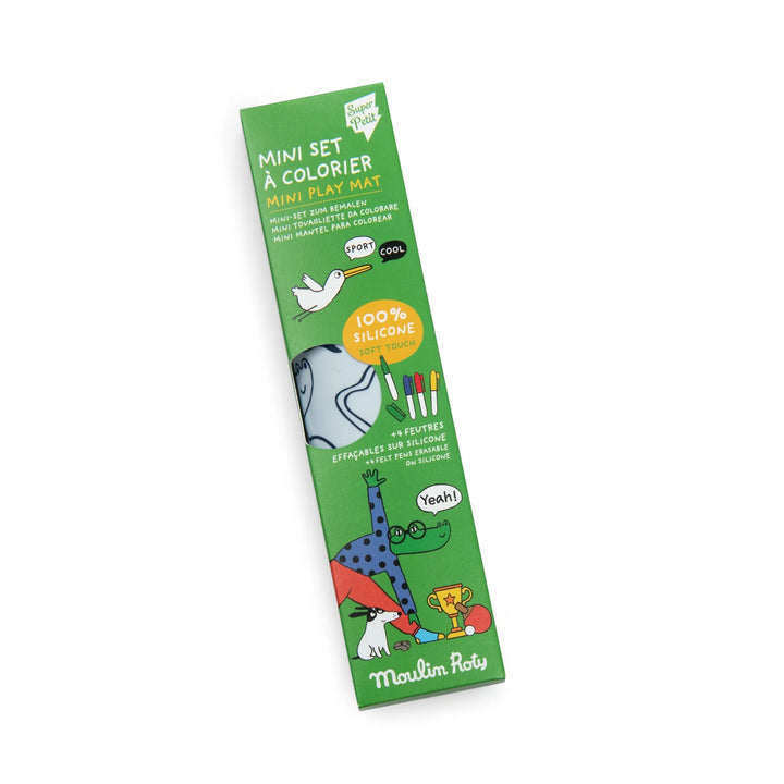 Les Loufoques - Mini Silicon Colouring Mat with 4 Pens