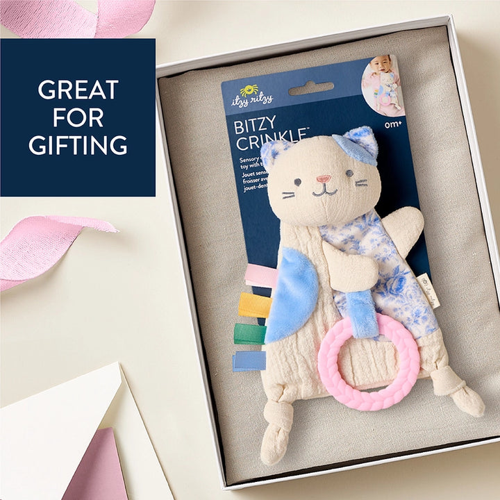 Bitzy Crinkle Sensory Toy with Teether - Kitty