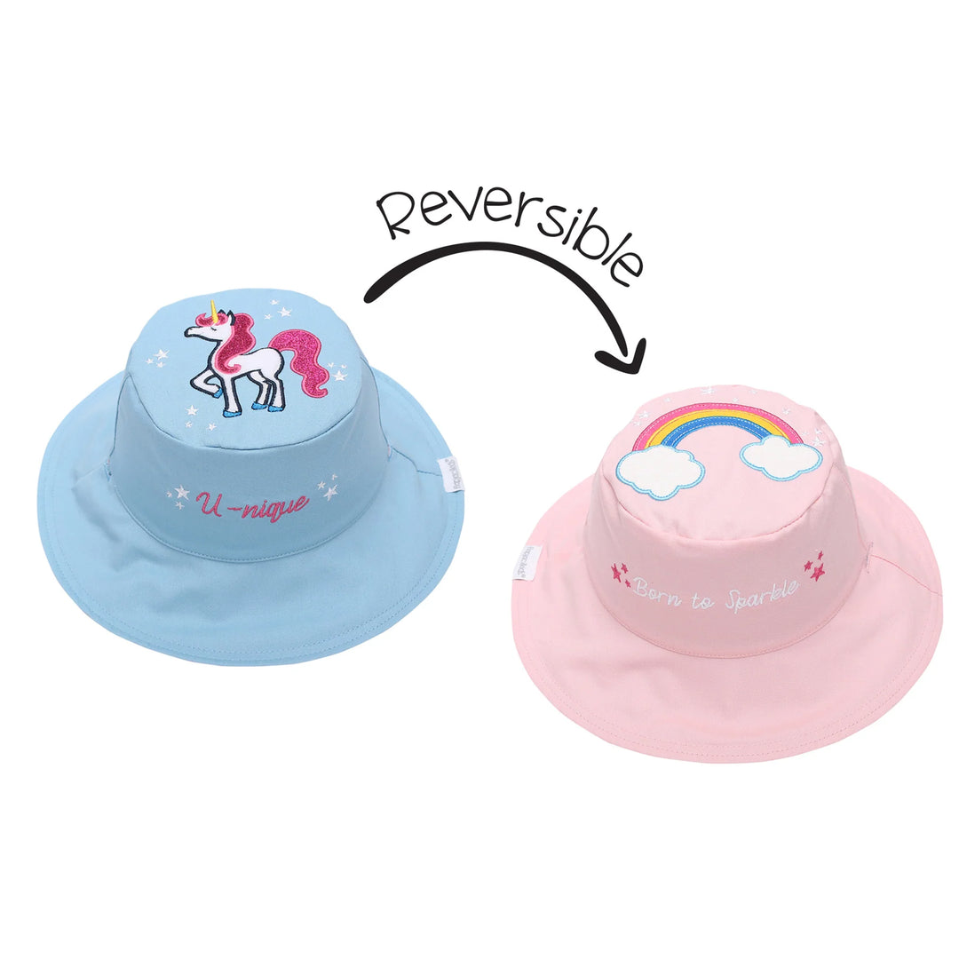 Kid's Reversible Sun Hat | Rainbow Unicorn