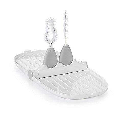 Breast Pump Parts Drying Rack with Detail Brushes-Grey