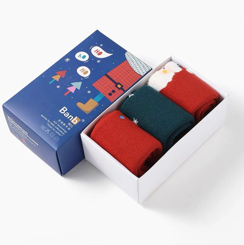 Festive Christmas Socks in Gift Box (3 pairs)