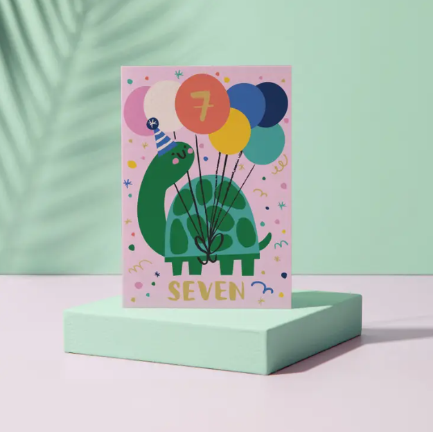 7 Years Old Turtle Birthday Card