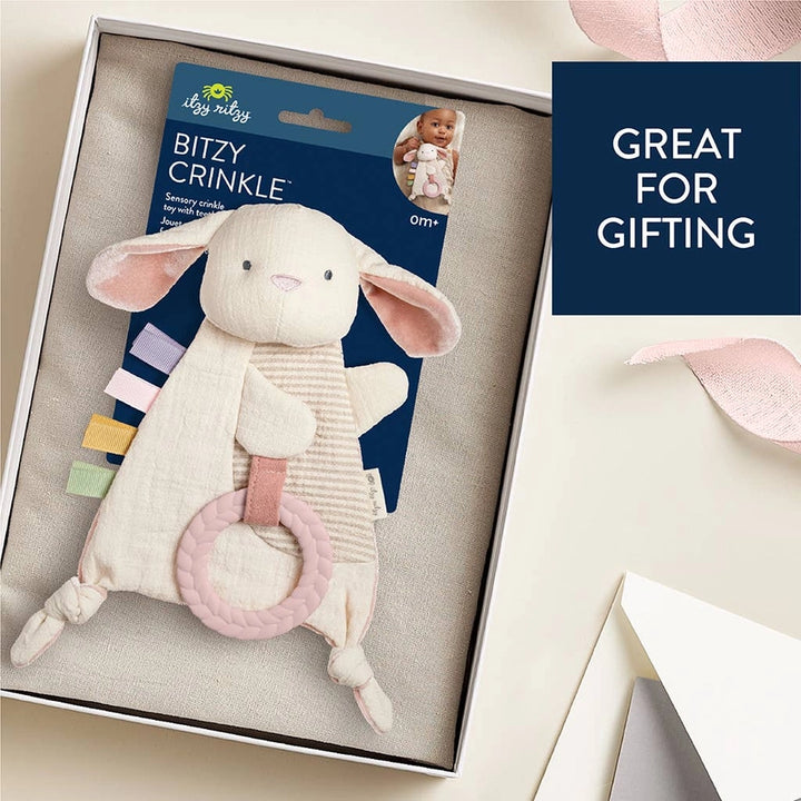 Bitzy Crinkle Sensory Toy with Teether - Bunny