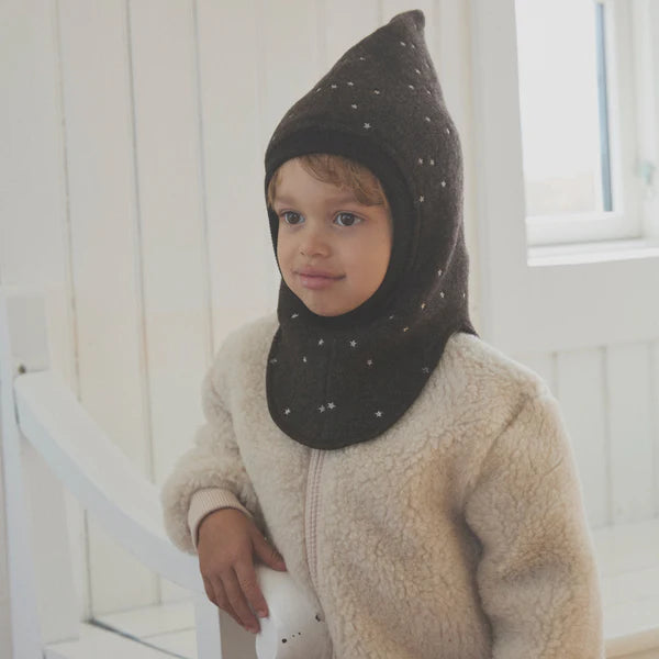 Balaclava All Over EMB Wool | Dark Brown Melange