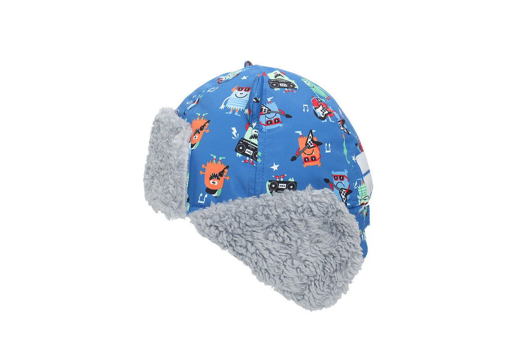 Kids & Baby Water Repellent Trapper Hat - Monsters (Blue)