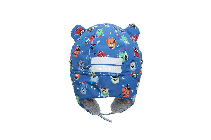 Kids & Baby Water Repellent Trapper Hat - Monsters (Blue)