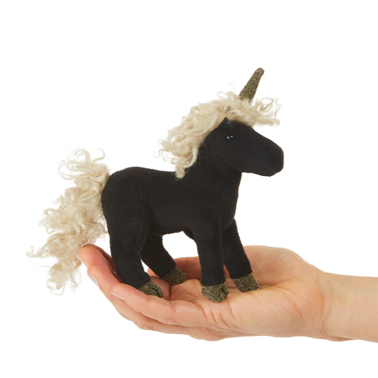 Mini Black Unicorn Finger Puppet