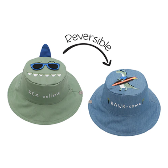 Kid's Reversible Sun Hat | Dino & Surfer