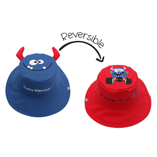 Kid's Reversible Sun Hat | Monster & Car