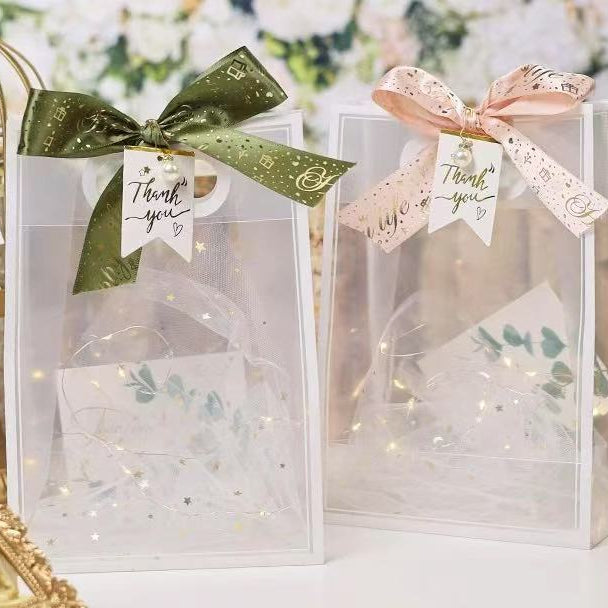 Clear Gift Bags with Ribbon & Greeting Card