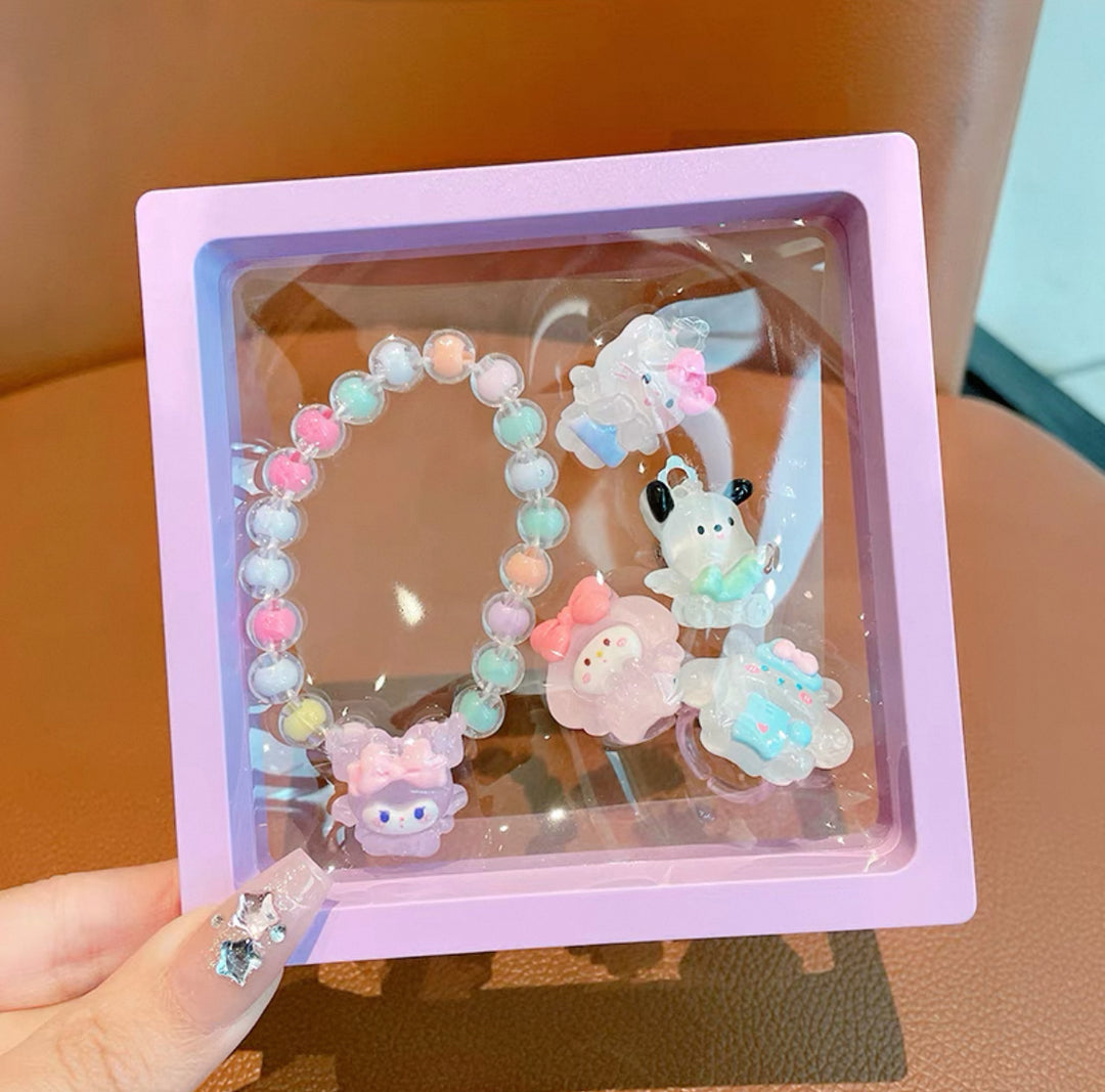 Rings & Charm Bracelet Set