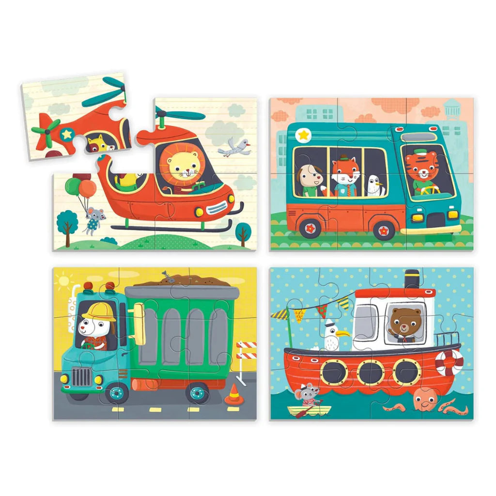 Transportation 4-in-a-box Puzzle Set