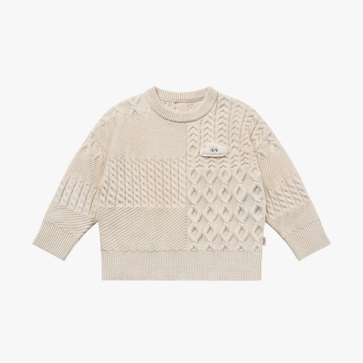 Poly/Cotton Cable Knit Kids Sweater - Cloud