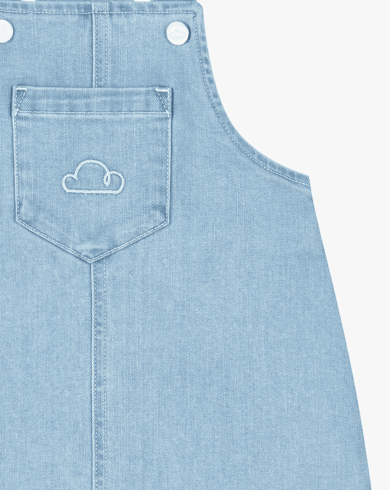 Cotton Denim Overall Dress - Dusk Blue