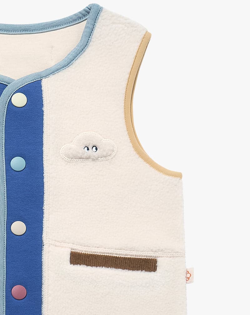 Fleece + Corduroy kids vest - Cloud