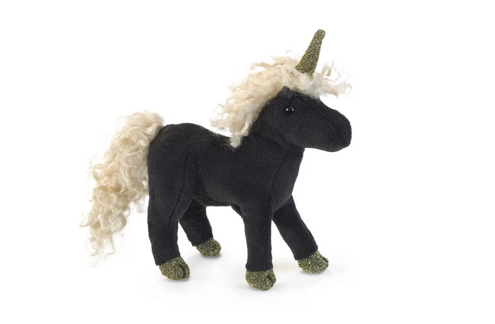 Mini Black Unicorn Finger Puppet