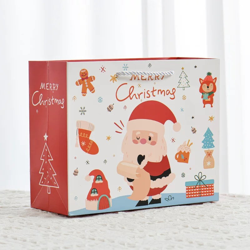 Merry Christmas Santa Gift Bag (White + Red)
