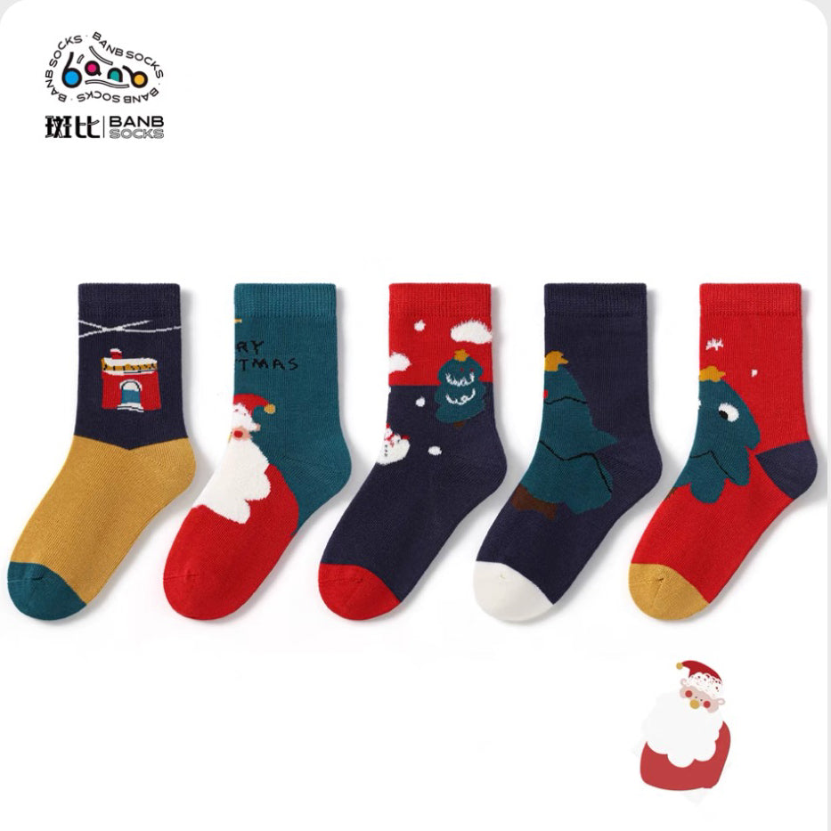 Festive Christmas Socks in Gift Box (5 pairs)