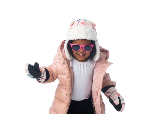 Kids Water Repellent Ski Mittens - Floral