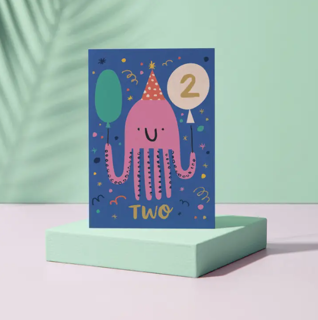 2 Years Old Octopus Birthday Card