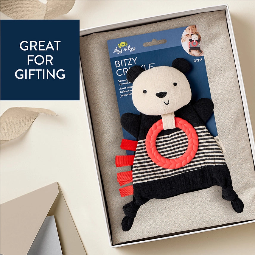 Bitzy Crinkle Sensory Toy with Teether - Panda