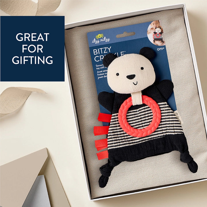 Bitzy Crinkle Sensory Toy with Teether - Panda