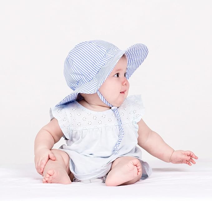 Kids Cotton Floppy Hats | Blue Stripes