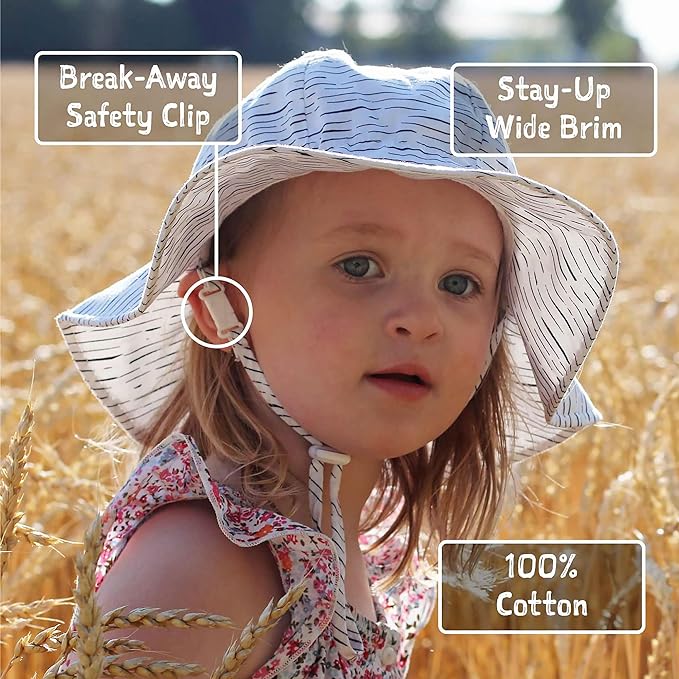 Kids Cotton Floppy Hats | Blue Stripes