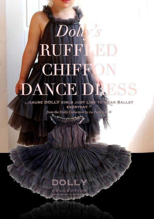 Ruffled Chiffon Dance Dress/ Grey