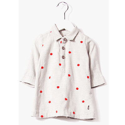 Dress Long Sleeve Grey With Red Dots Kid