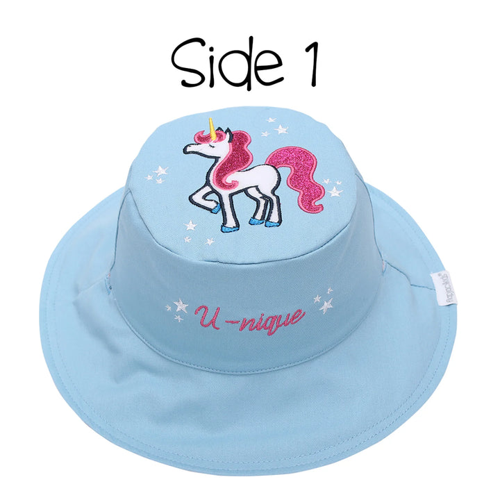 Kid's Reversible Sun Hat | Rainbow Unicorn