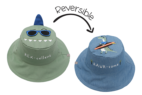 Kid's Reversible Sun Hat | Dino & Surfer