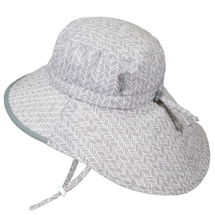 Kids Cotton Adventure Hats | Grey Herringbone