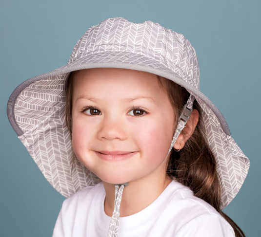 Kids Cotton Adventure Hats | Grey Herringbone