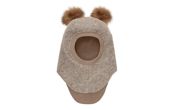 Big Bear Balaclava With Alpaca Wool Pompoms | Camel Melange