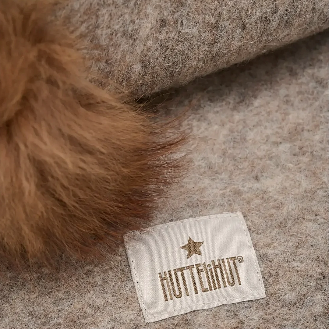 Big Bear Balaclava With Alpaca Wool Pompoms | Camel Melange