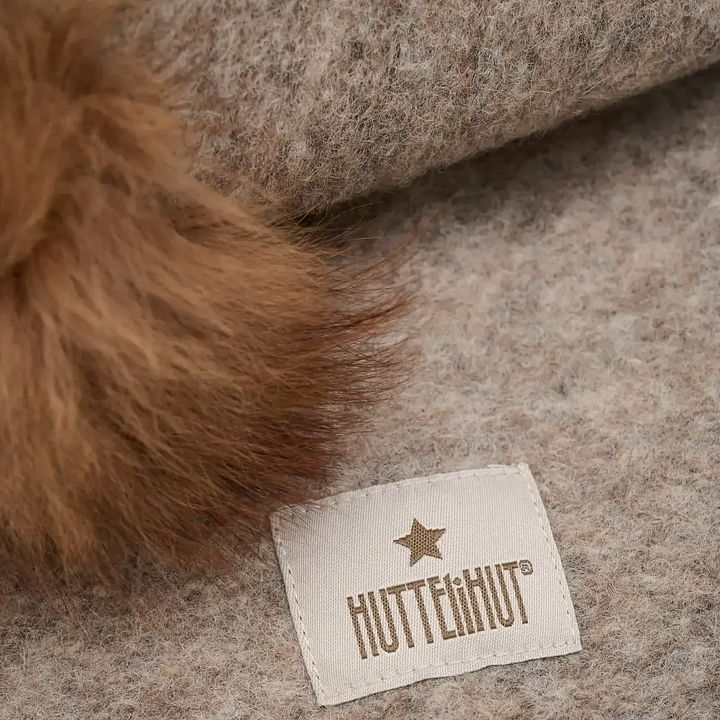 Big Bear Balaclava With Alpaca Wool Pompoms | Camel Melange