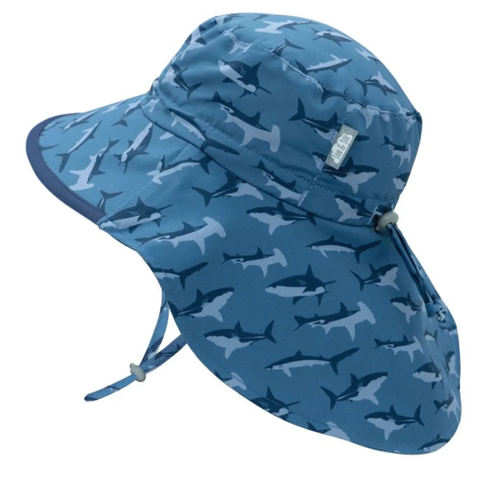 Kids Water Repellent Adventure Hats | Shark with Navy Trim