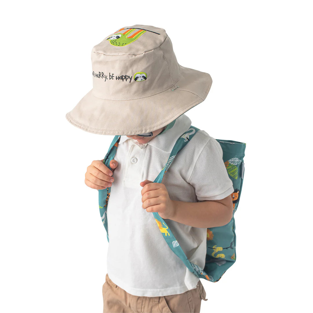 Kid's Reversible Sun Hat | Lion & Sloth