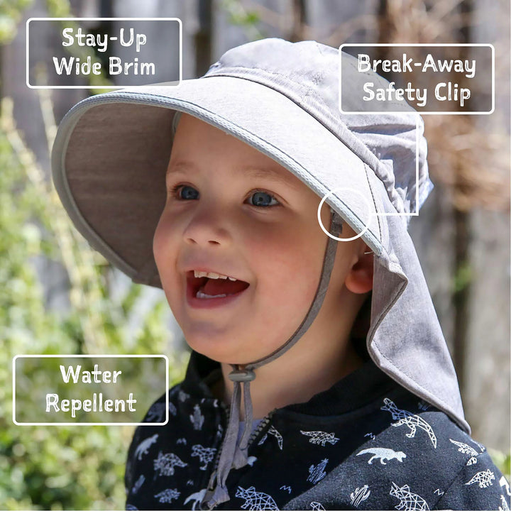 Kids Water Repellent Adventure Hats | Shark with Navy Trim